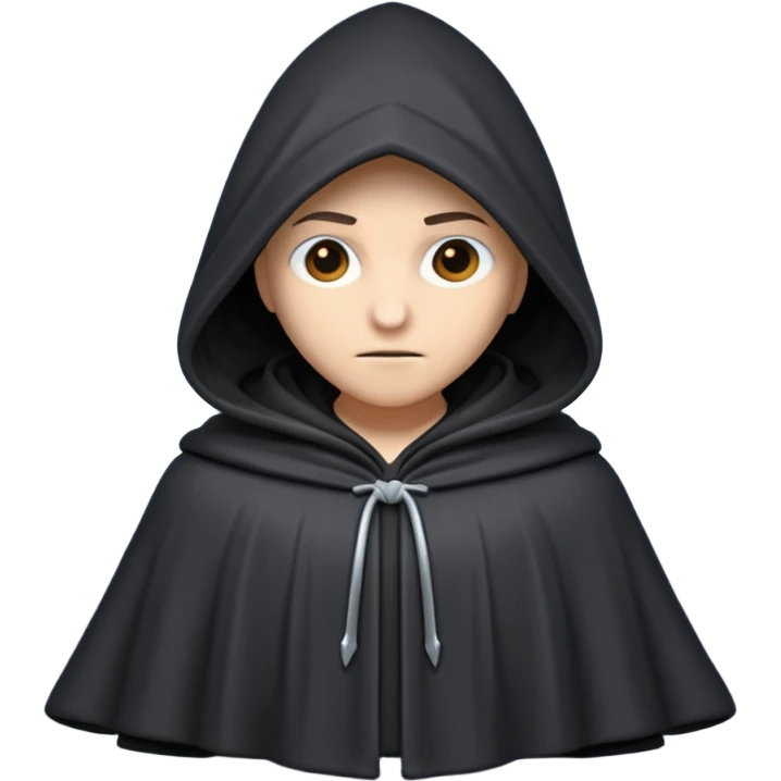 hooded cloak object icon, dark fabric cloak with deep hood, fantasy style, soft folds, 3D cartoon, mobile game icon style, centered, clean background, soft shadow, no text, no watermark
 
 emoji