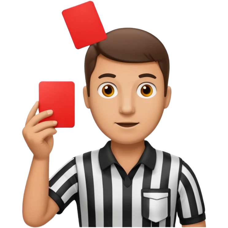 A referee holding a red card emoji