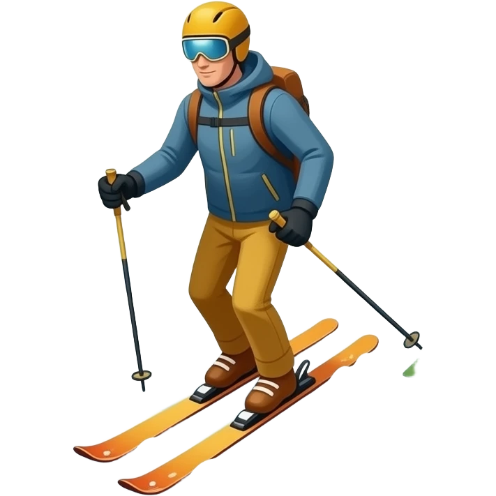 skitouring skier walking up the mountain with tree and snow emoji
