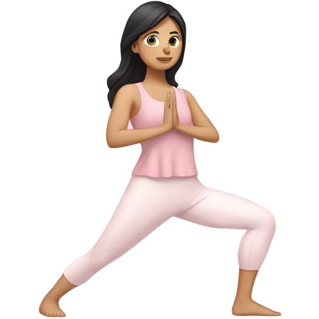White yoga girl light pink clothes black hair emoji
