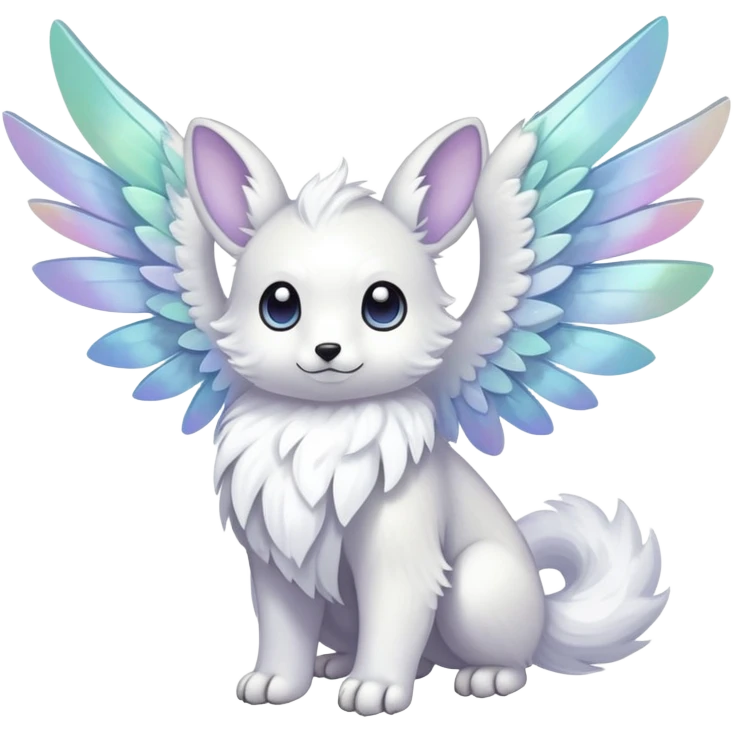  Iridescent white pale wings-ears, fakemon-creature  emoji