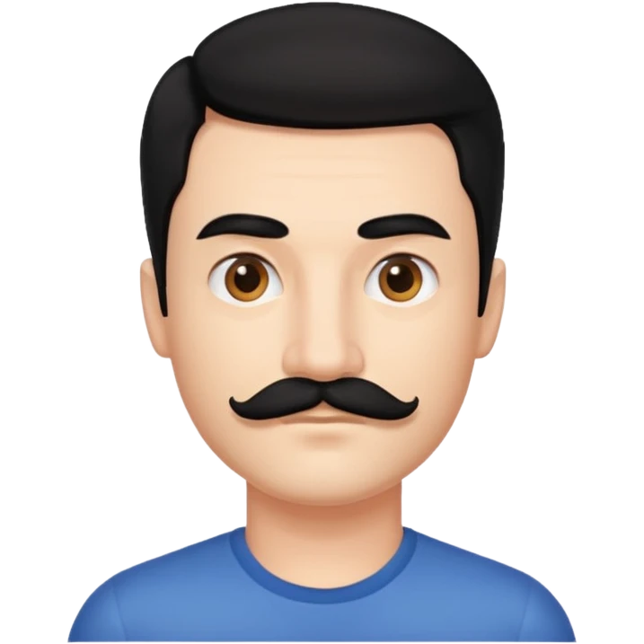 side part to the right, a square mustache and black hair emoji