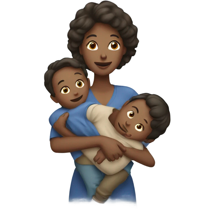 Mum carrying 2 boys emoji
