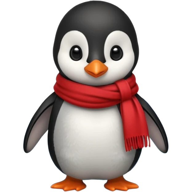 baby penguin wearing red scarf on the iceberg emoji