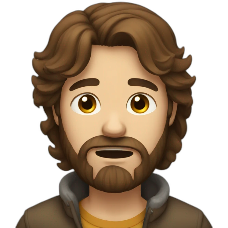 long brown haired bearded man crying emoji
