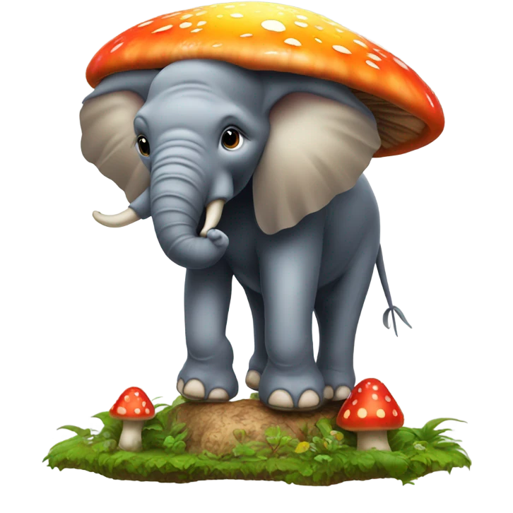 Elephant standing on a mushroom emoji
