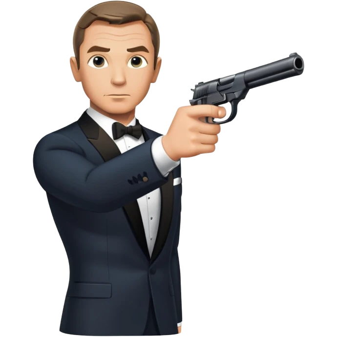 James Bond in iconic gun barrel pose, 007 agent emoji