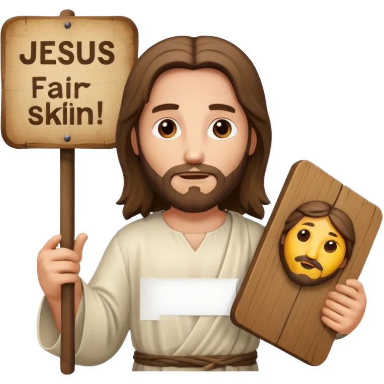 Jésus avec une pancarte dans ses mains dans ses mains emoji