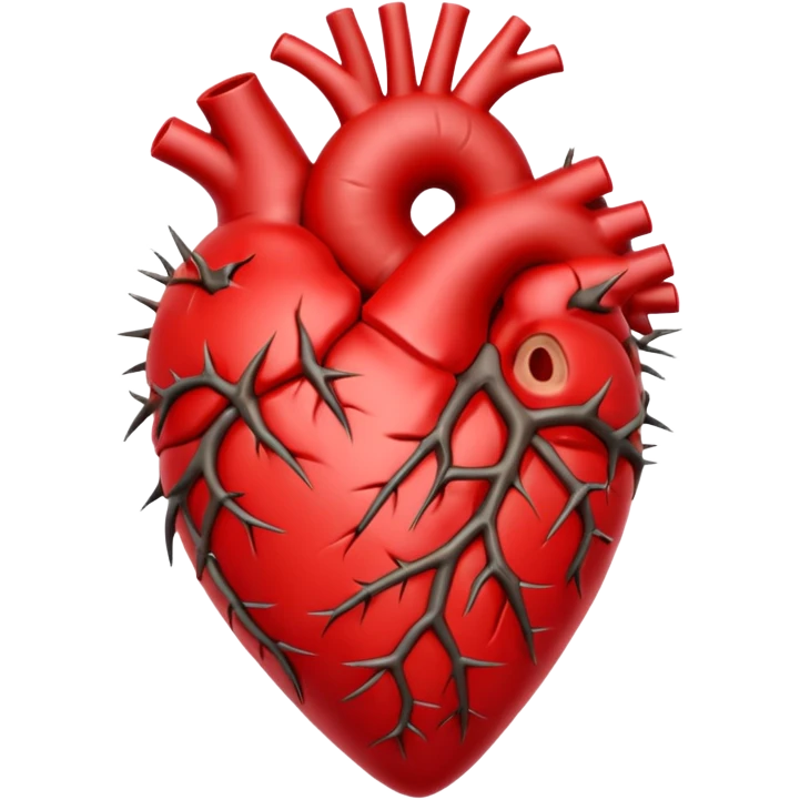 anatomical heart wrapped in thorns emoji