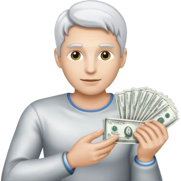 silver guy making money emoji