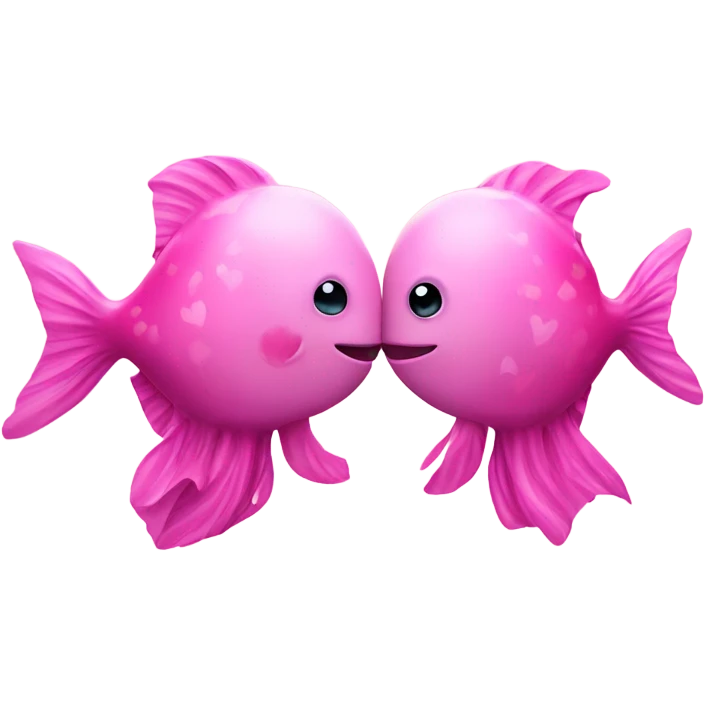 Two pink sea creatures kissing with glitter and hearts emoji