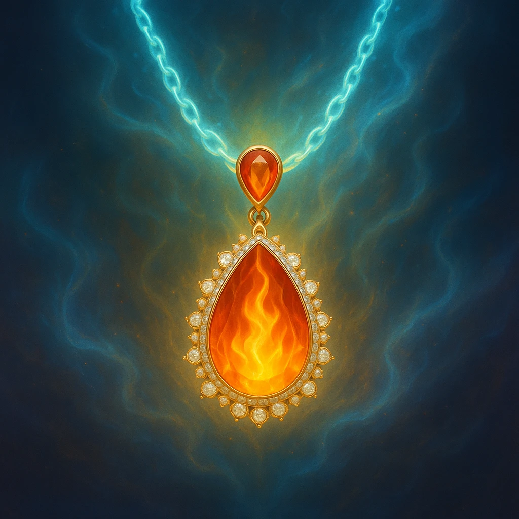 Make the necklace floating and ethereal, with a glowing aura emoji