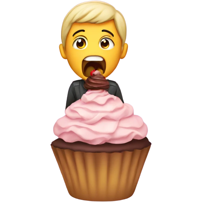 Cake eating a cupcake emoji