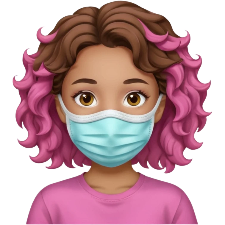 lightskin girl having a spa day with face mask and pink shirt and brown wavy hair  emoji