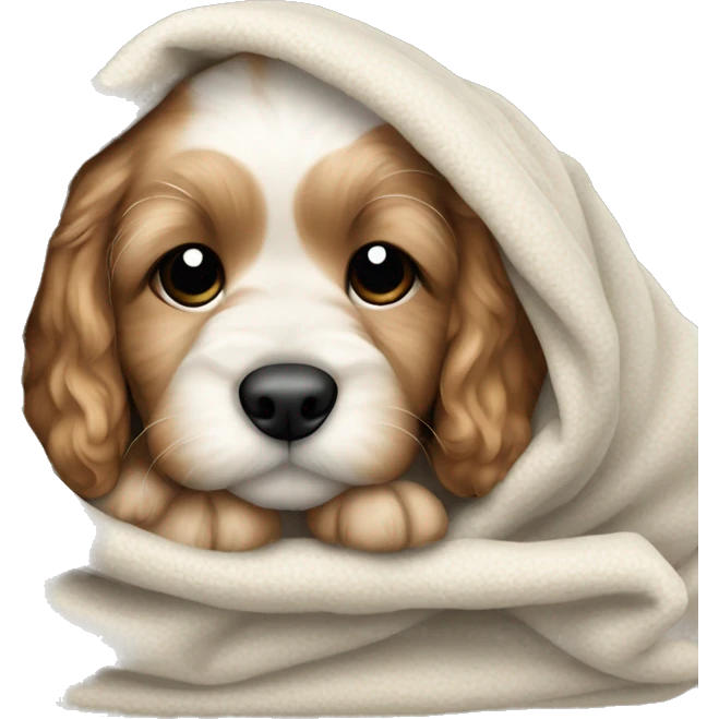 cute cockapoo puppy sleep in blanket emoji