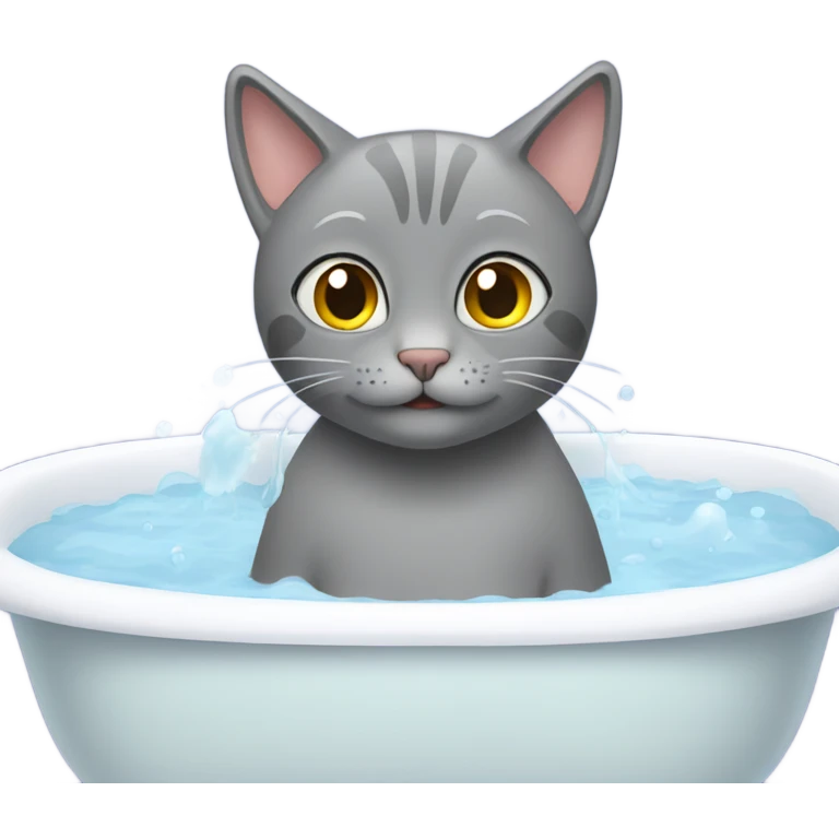 Grey cat in a bath  emoji