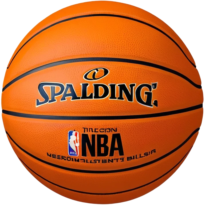Ultra minimalist orange basketball with tiny NBA and Spalding logos, just simple black lines, no details, iOS emoji style emoji