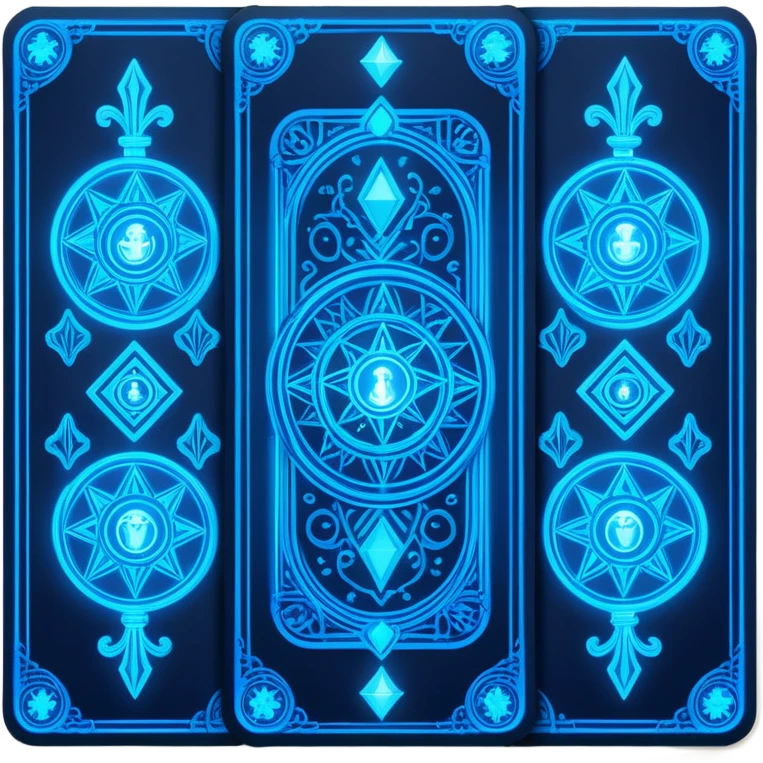 blue neon 3 tarot cards emoji