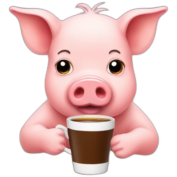 pig drinks coffee emoji