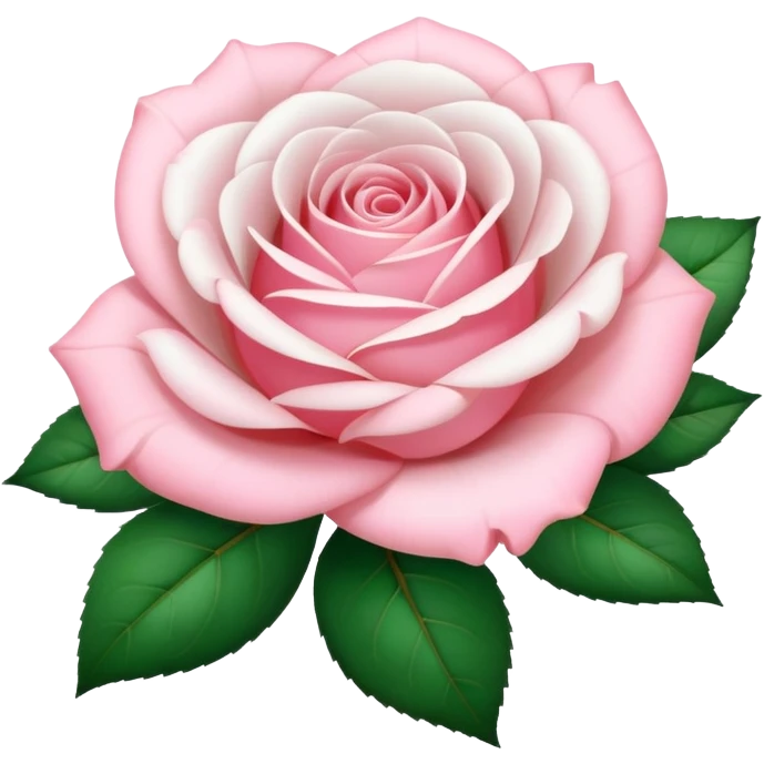 Soft pink white rose with a few leaves emoji