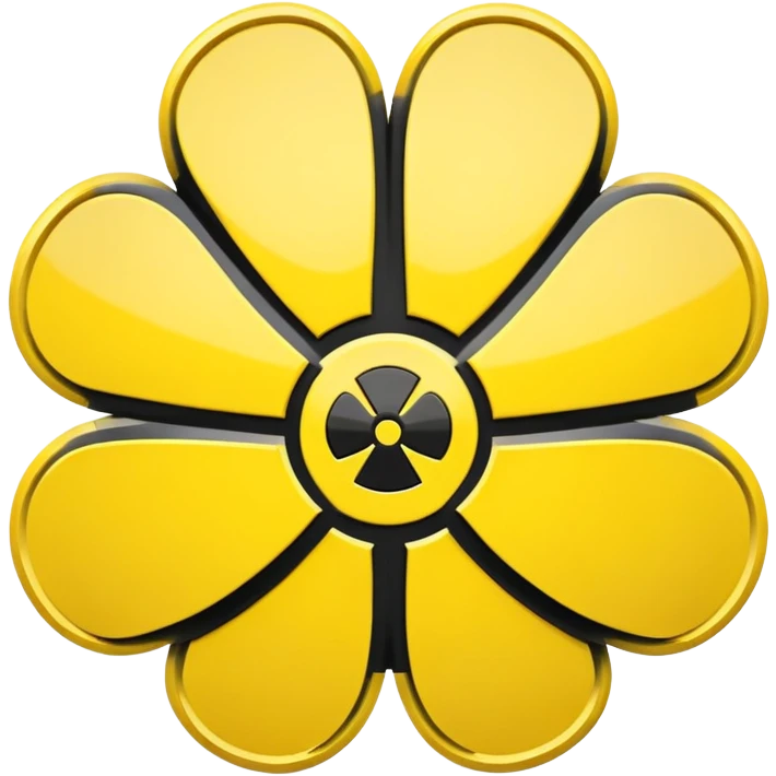 Standard yellow and black trefoil radioactive hazard warning symbol emoji