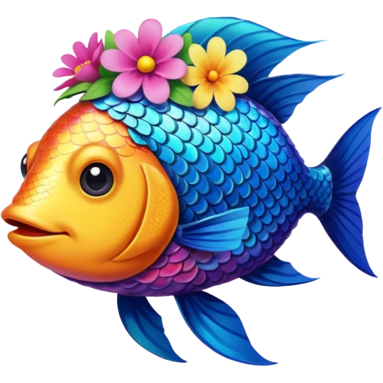 Couronne de fleur sur poisson emoji