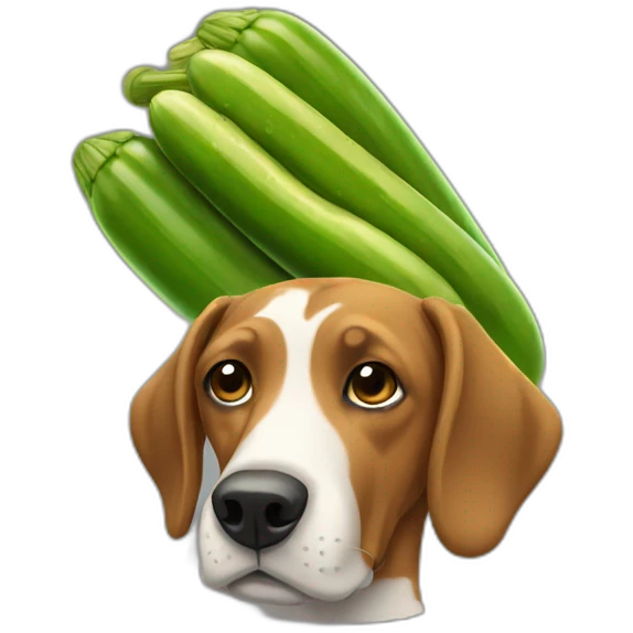 Dog with a pickle on his head emoji
