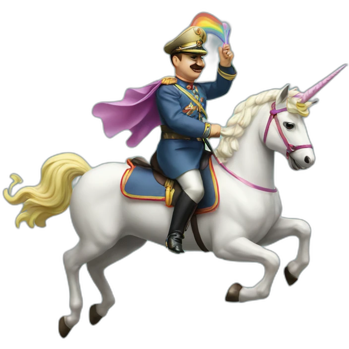 Francisco franco rides rainbow unicorn emoji