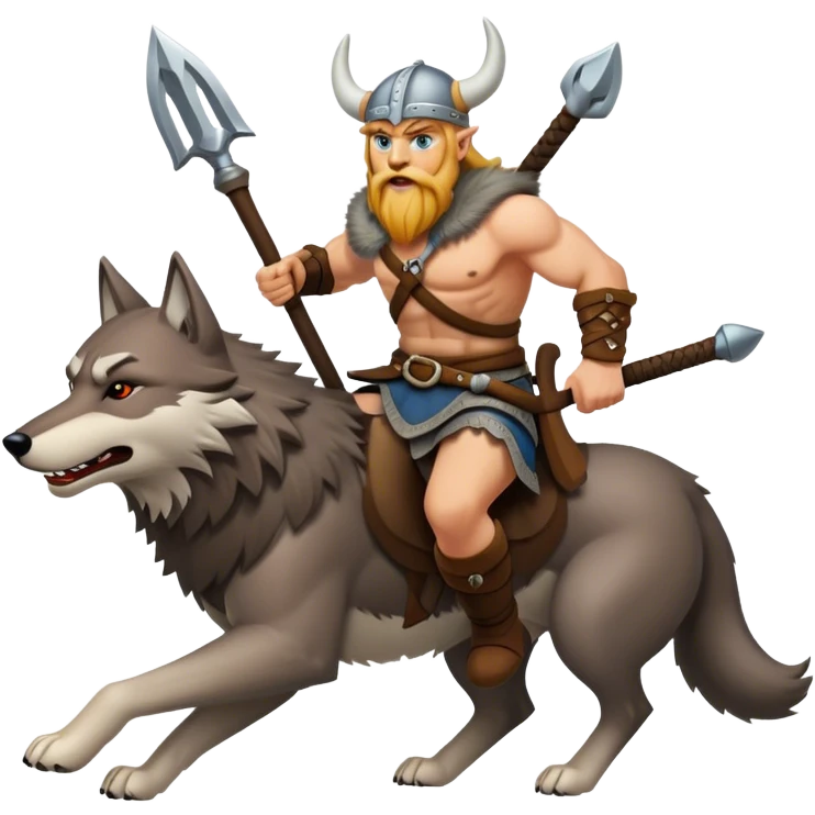 Viking Warrior Riding A Wolf  emoji