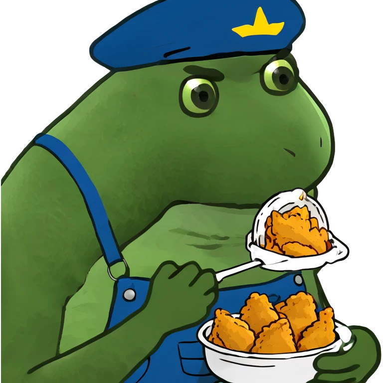 Black farmer eating fried chicken emoji
