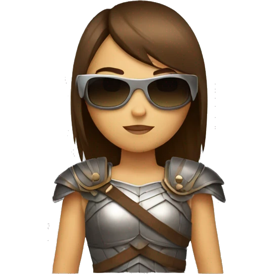 Girl gladiator with brown straight hair and sunglasses emoji