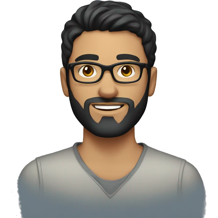 27 year old Caucasian male, black hair, black short beard, glasses emoji