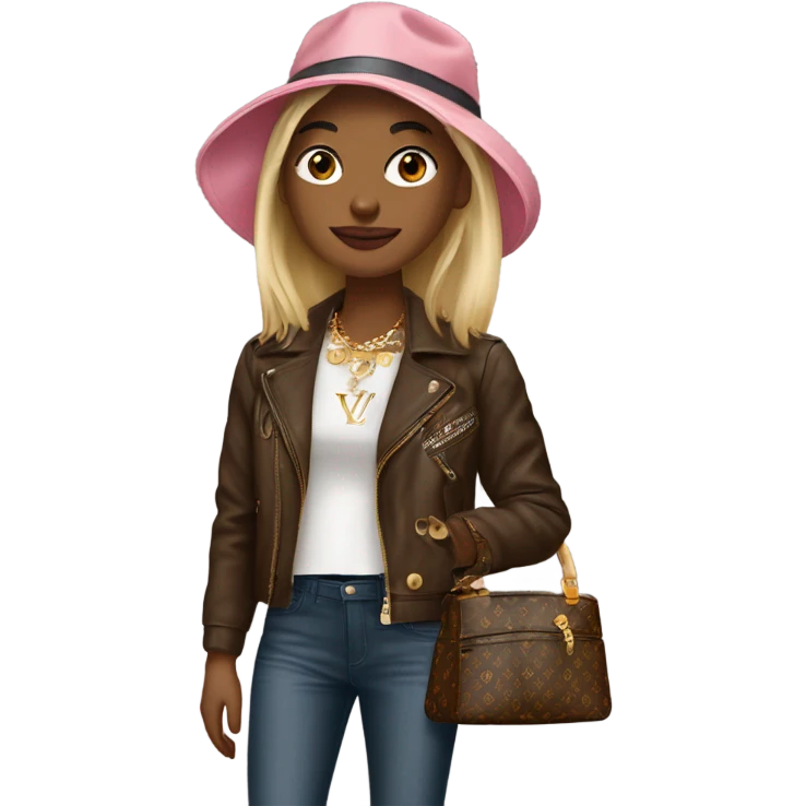 Cara bostezando con una corona y ropa Louis Vuitton  emoji