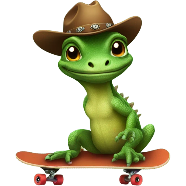 Cowboy lizard on skateboard  emoji