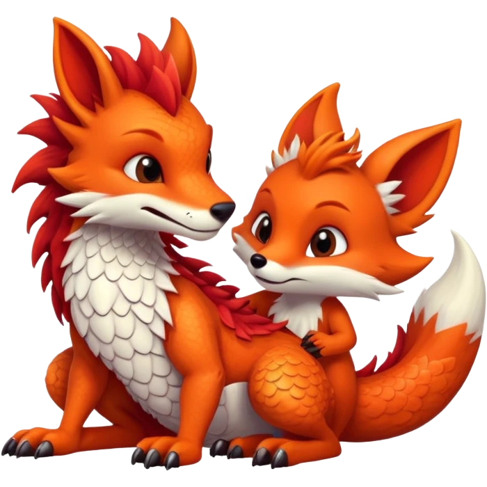 Furry dragon suck furry fox emoji