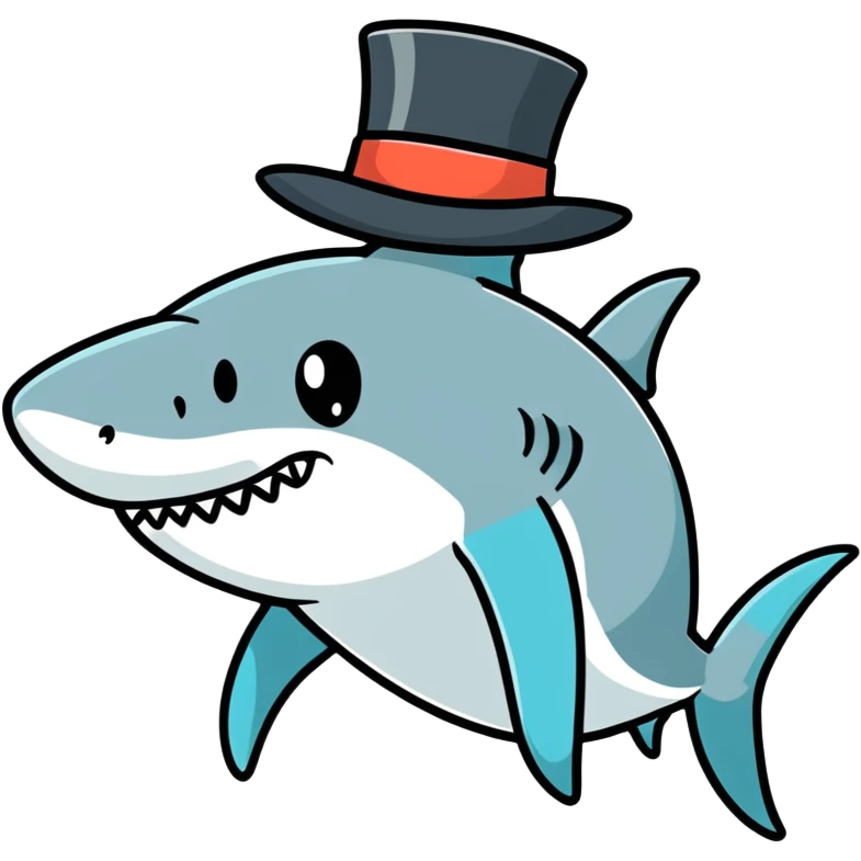 Shark with a top hat emoji