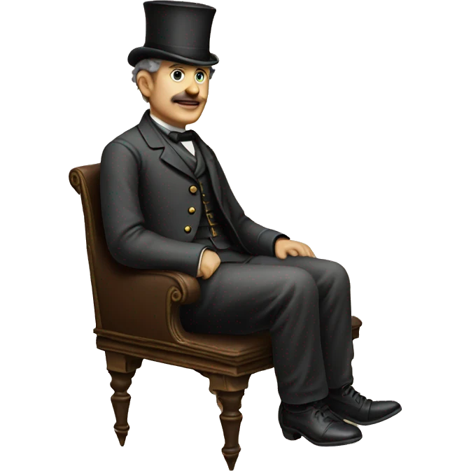 Victorian man seat on the suitcase emoji