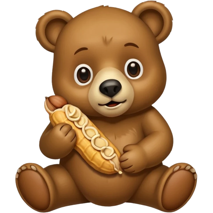 A bear holding a peanut emoji