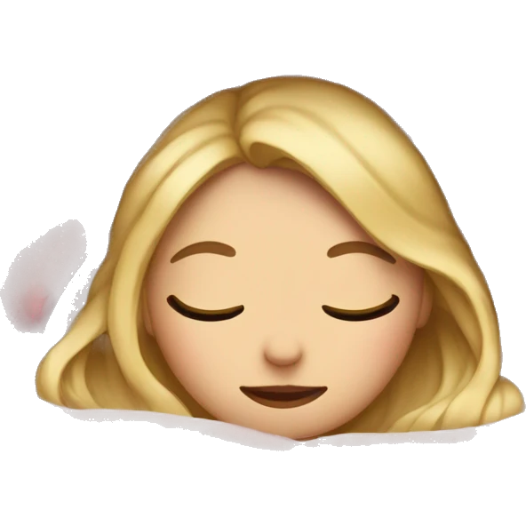 Blond girl inside a blanket sipping the with eyes closed emoji