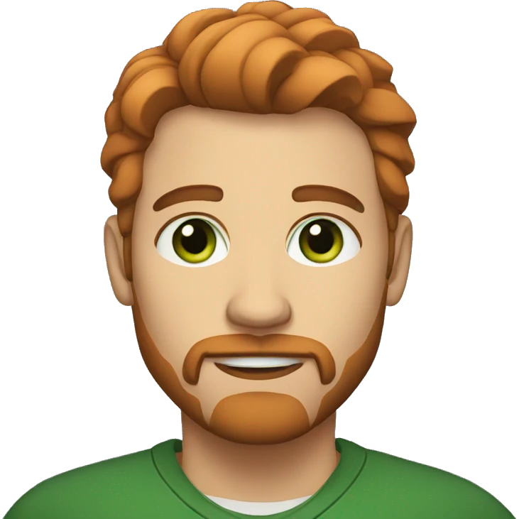 auburn male with goatee and green eyes emoji