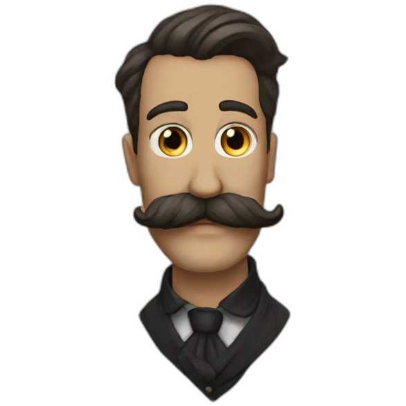 status of demiurge wearing mustache emoji