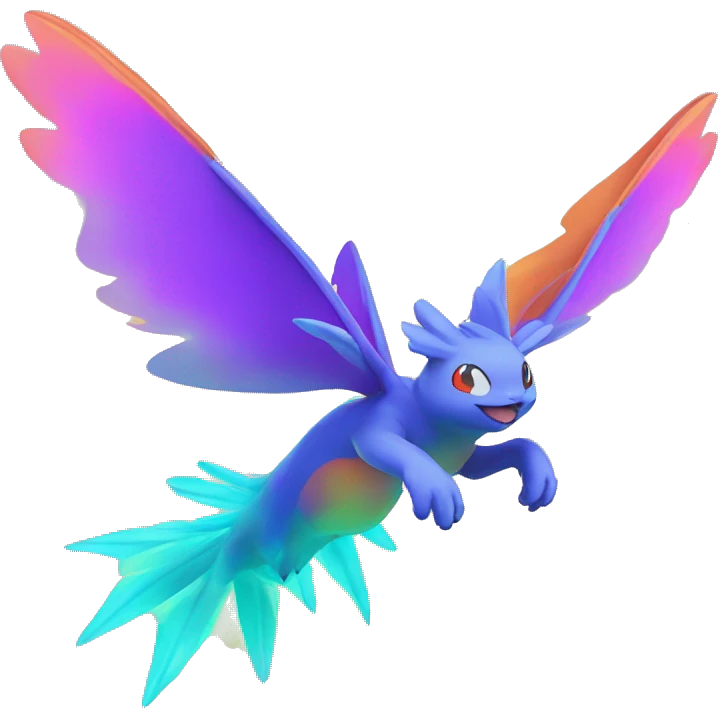 Colorful Neon Colors Vibrant Colors Flying Fakémon-Pokémon-Creature Full Body emoji