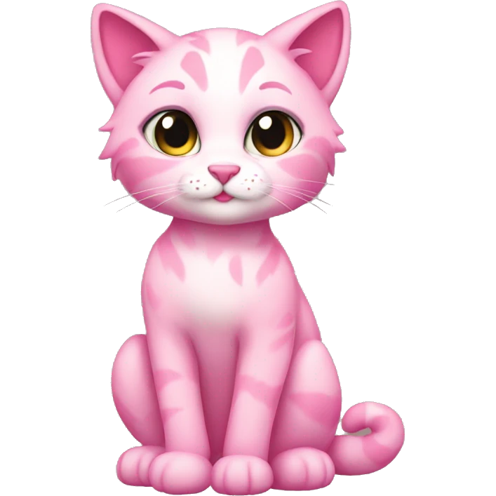 Anthro pretty pink cat full body emoji