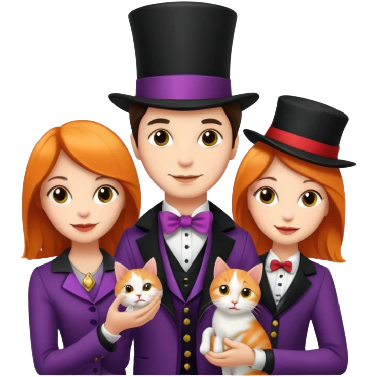 magician couple and their pet cat emoji