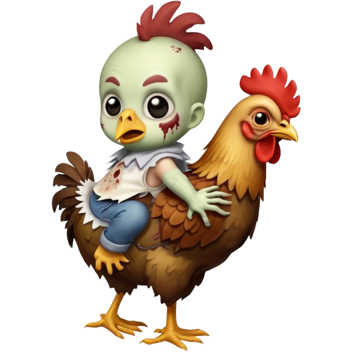 baby zombie riding a chicken emoji