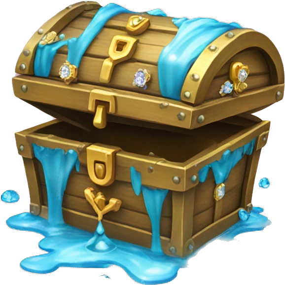 Treasure chest box with diamonds and flowers, dripping wet  emoji