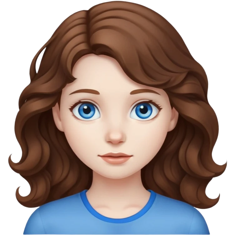 girl with wavy brown hair blue eyes and pale skin emoji