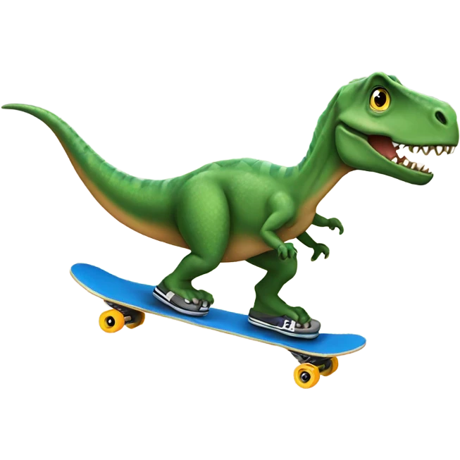 Dinosaur skateboarding emoji