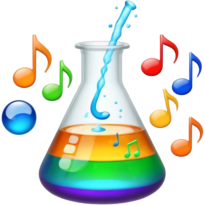 flask beaker science with music coming out emoji