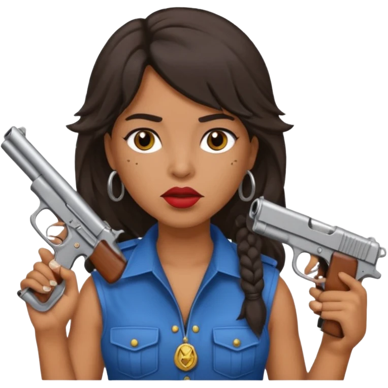 latina with mullet putting gun in her mouth emoji